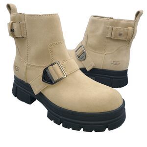 Ugg Ashton Boots Ankle Straps Buckle Zip Rugged Sand Suede Women Sz 8 39 New